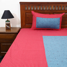 Buy Red Patchwork Cotton Double Jacquard Bed Sheet Set