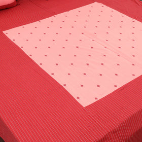 Buy Red Patchwork Cotton Double Jacquard Bed Sheet Set