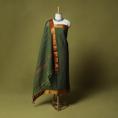 Dharwad Cotton 3pc Unstitched Dress Material Suit Set with Woven Zari Border 76