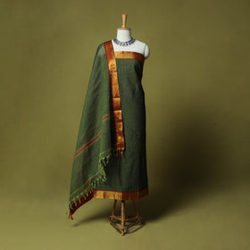 Dharwad Cotton 3pc Unstitched Dress Material Suit Set with Woven Zari Border 76