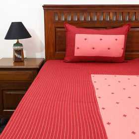 Buy Red Patchwork Cotton Double Jacquard Bed Sheet Set