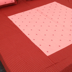  Red Patchwork Cotton Double Jacquard Bed Sheet Set