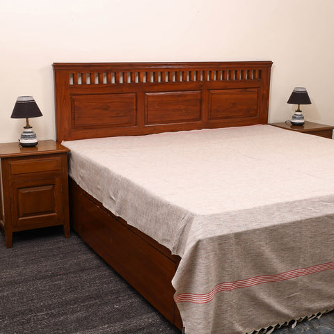 Grey - plain cotton double handloom bed cover (98 x 90 in)