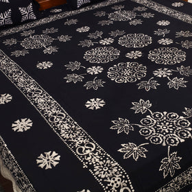 Black - cotton double hand batik bed sheet set 28