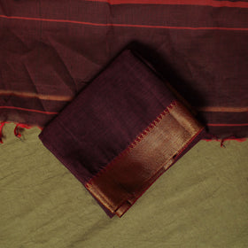 Dharwad Cotton 3pc Unstitched Dress Material Suit Set with Woven Zari Border 78