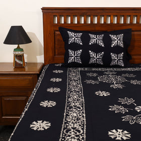 Black - cotton double hand batik bed sheet set 28