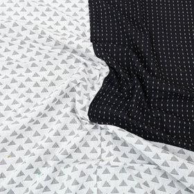 White - patchwork cotton double jacquard bed sheet set 36