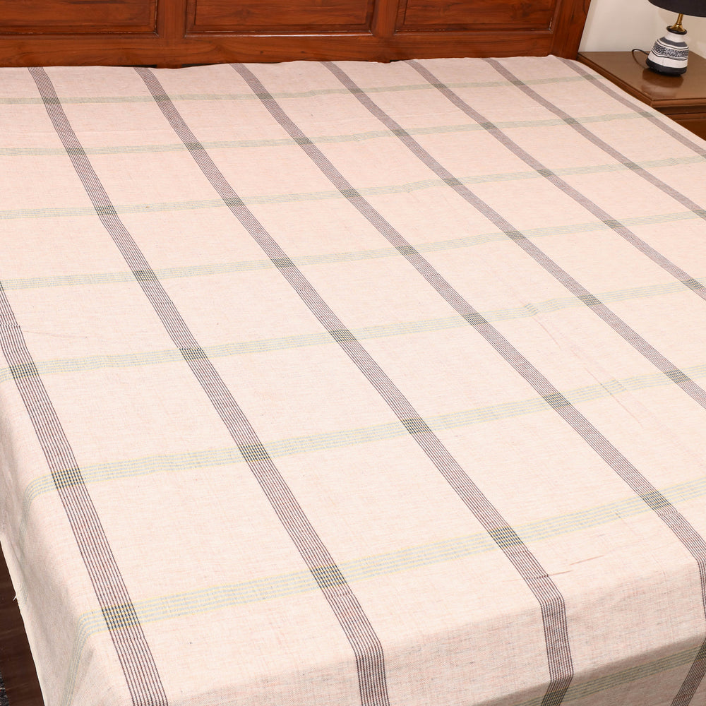 Beige - Plain Cotton Double Handloom Bed Cover (98 x 90 in) 34