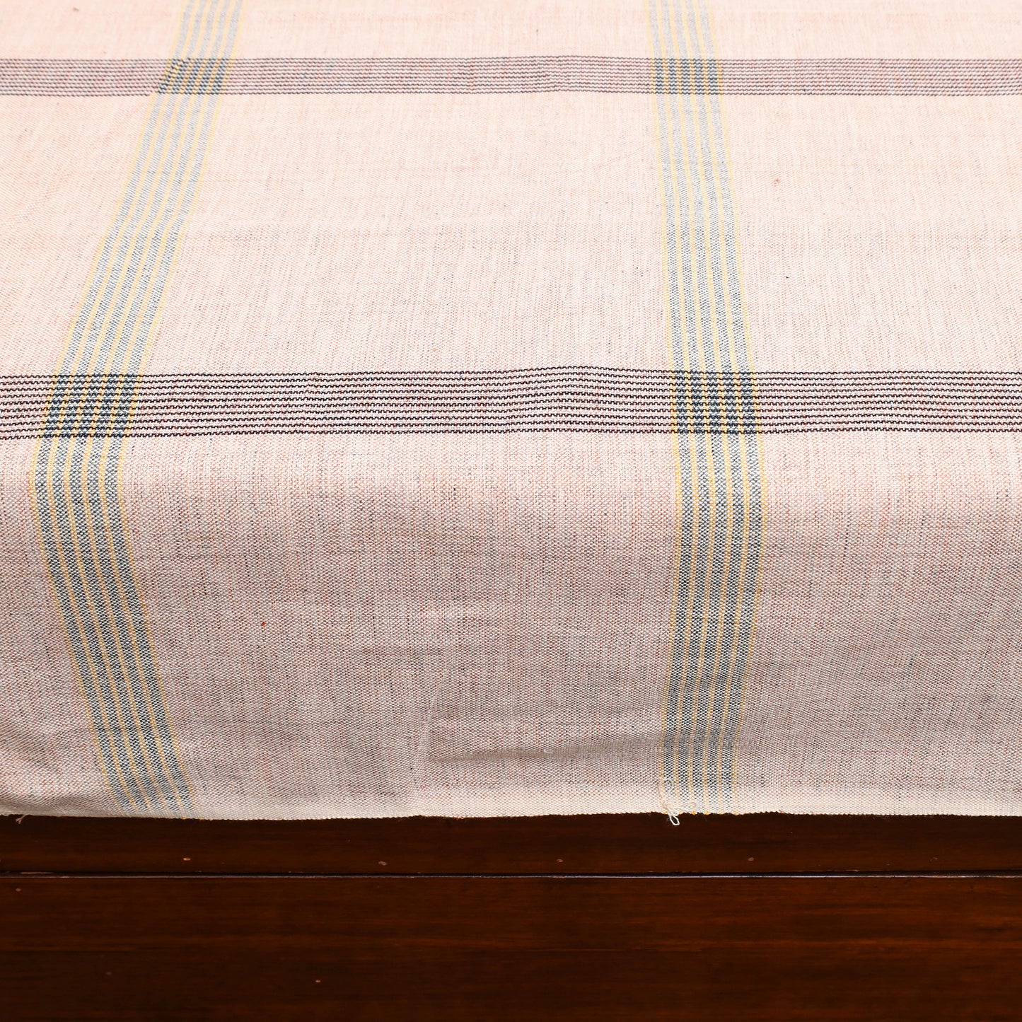 Beige - Plain Cotton Double Handloom Bed Cover (98 x 90 in) 34