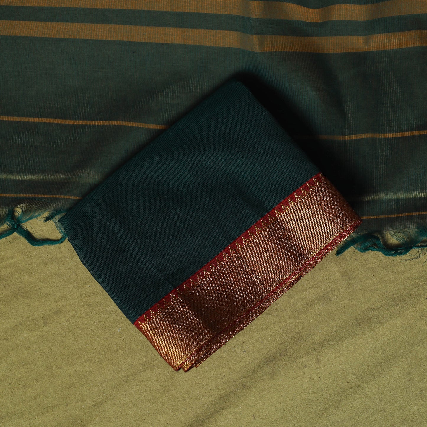 Dharwad Cotton 3pc Unstitched Dress Material Suit Set with Woven Zari Border 80