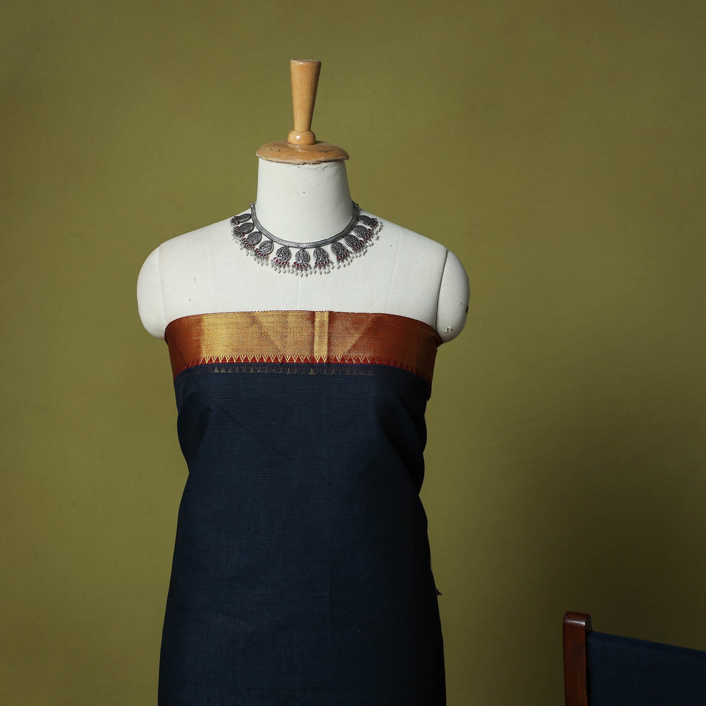 Dharwad Cotton 3pc Unstitched Dress Material Suit Set with Woven Zari Border 81
