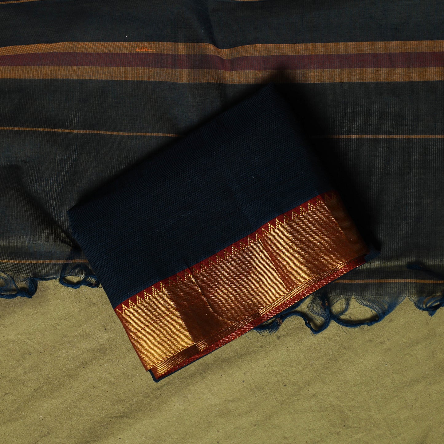 Dharwad Cotton 3pc Unstitched Dress Material Suit Set with Woven Zari Border 81