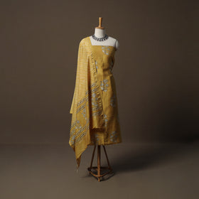 Akola Hand Block Print Chanderi Silk 2pc Unstitched Dress Material Kurta Set 04
