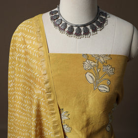 Akola Hand Block Print Chanderi Silk 2pc Unstitched Dress Material Kurta Set 04