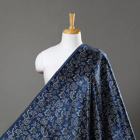  Blue Mashru Silk Kutch Hand Block Printed Fabric 