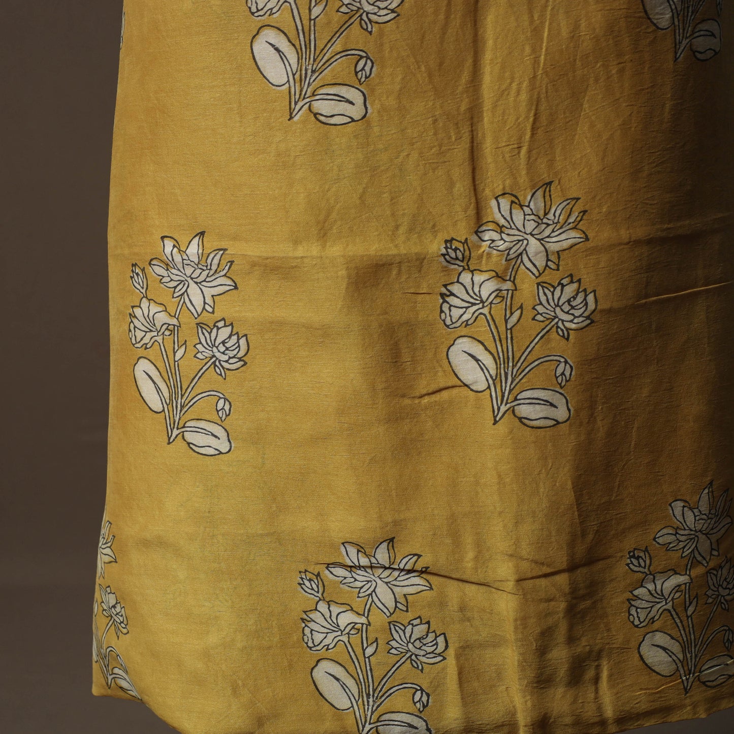 Akola Hand Block Print Chanderi Silk 2pc Unstitched Dress Material Kurta Set 04