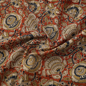 Red Natural Dyed Block Print Cotton Pedana Kalamkari Fabric