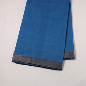 Blue - handloom cotton zari border mangalagiri fabric 15