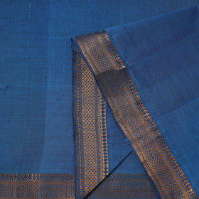 Blue - handloom cotton zari border mangalagiri fabric 15