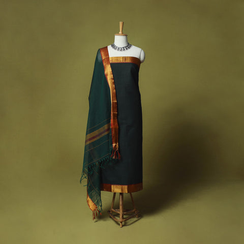 Dharwad Cotton 3pc Unstitched Dress Material Suit Set with Woven Zari Border 84