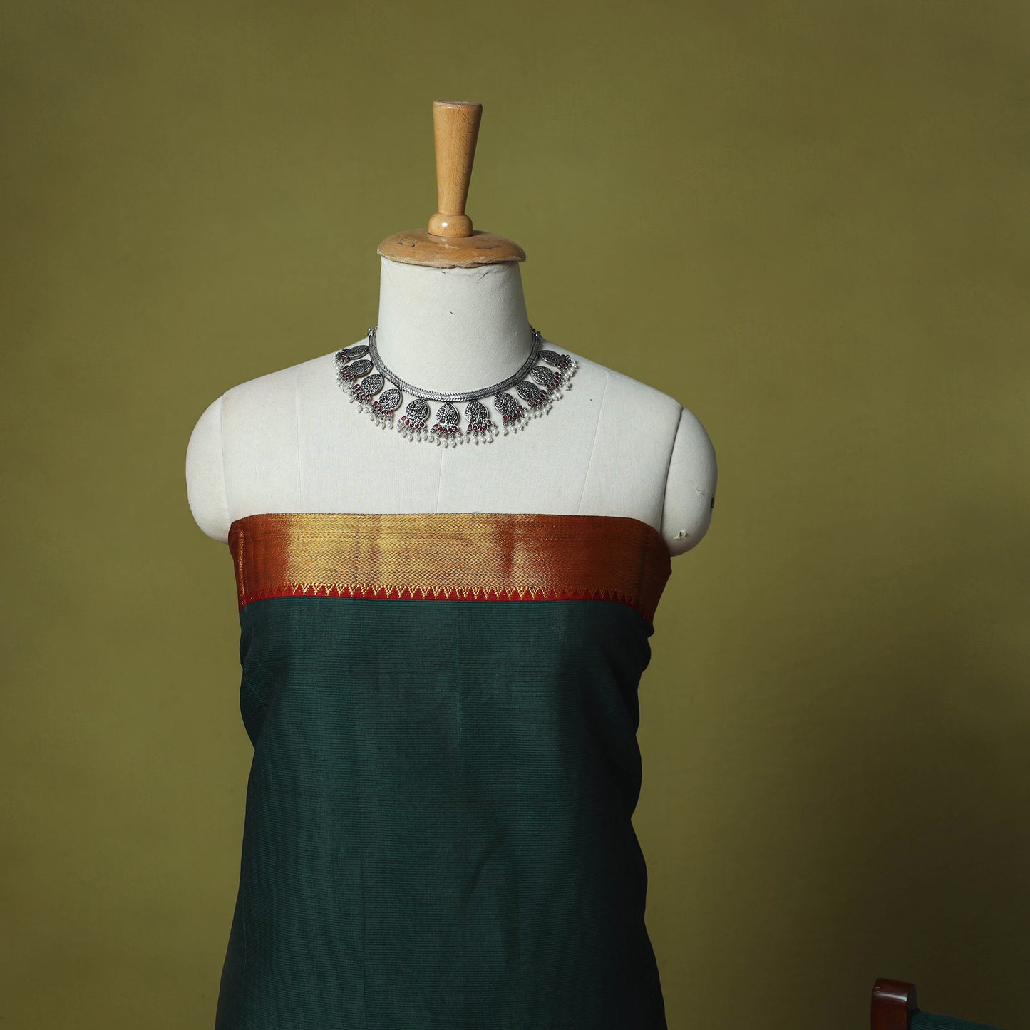 Dharwad Cotton 3pc Unstitched Dress Material Suit Set with Woven Zari Border 85