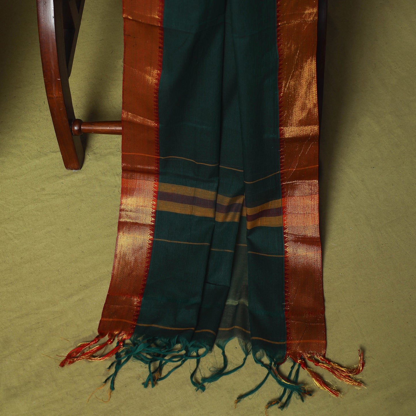 Dharwad Cotton 3pc Unstitched Dress Material Suit Set with Woven Zari Border 85