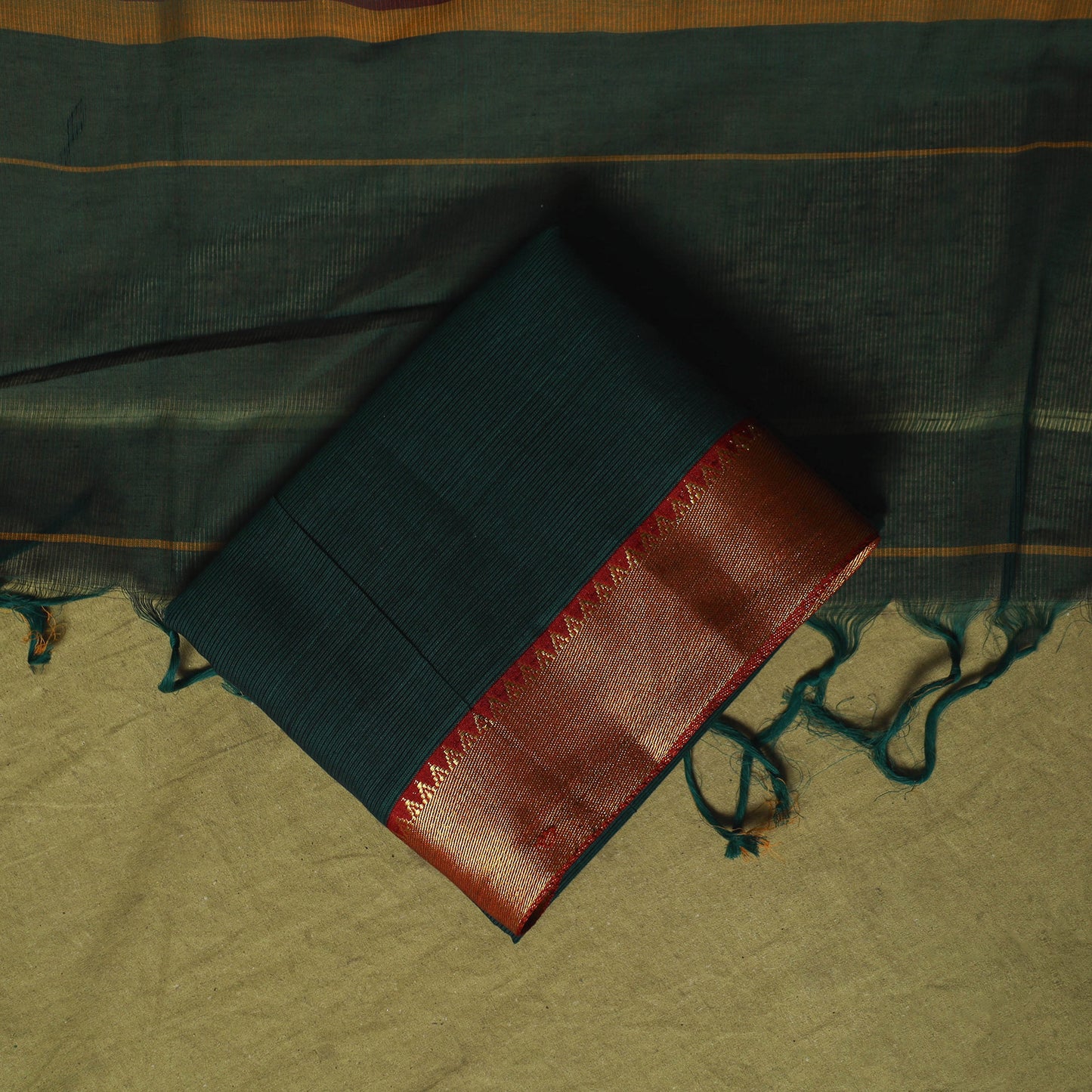 Dharwad Cotton 3pc Unstitched Dress Material Suit Set with Woven Zari Border 85