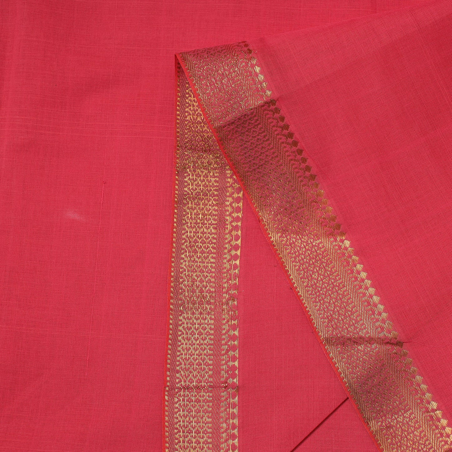 Pink - handloom cotton zari border mangalagiri fabric 18