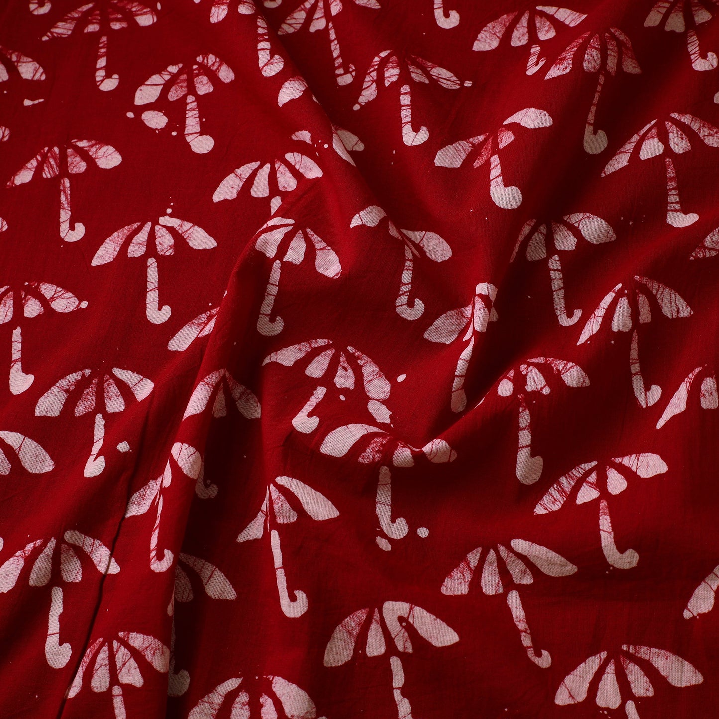 Red Cotton Hand Batik Print Fabric