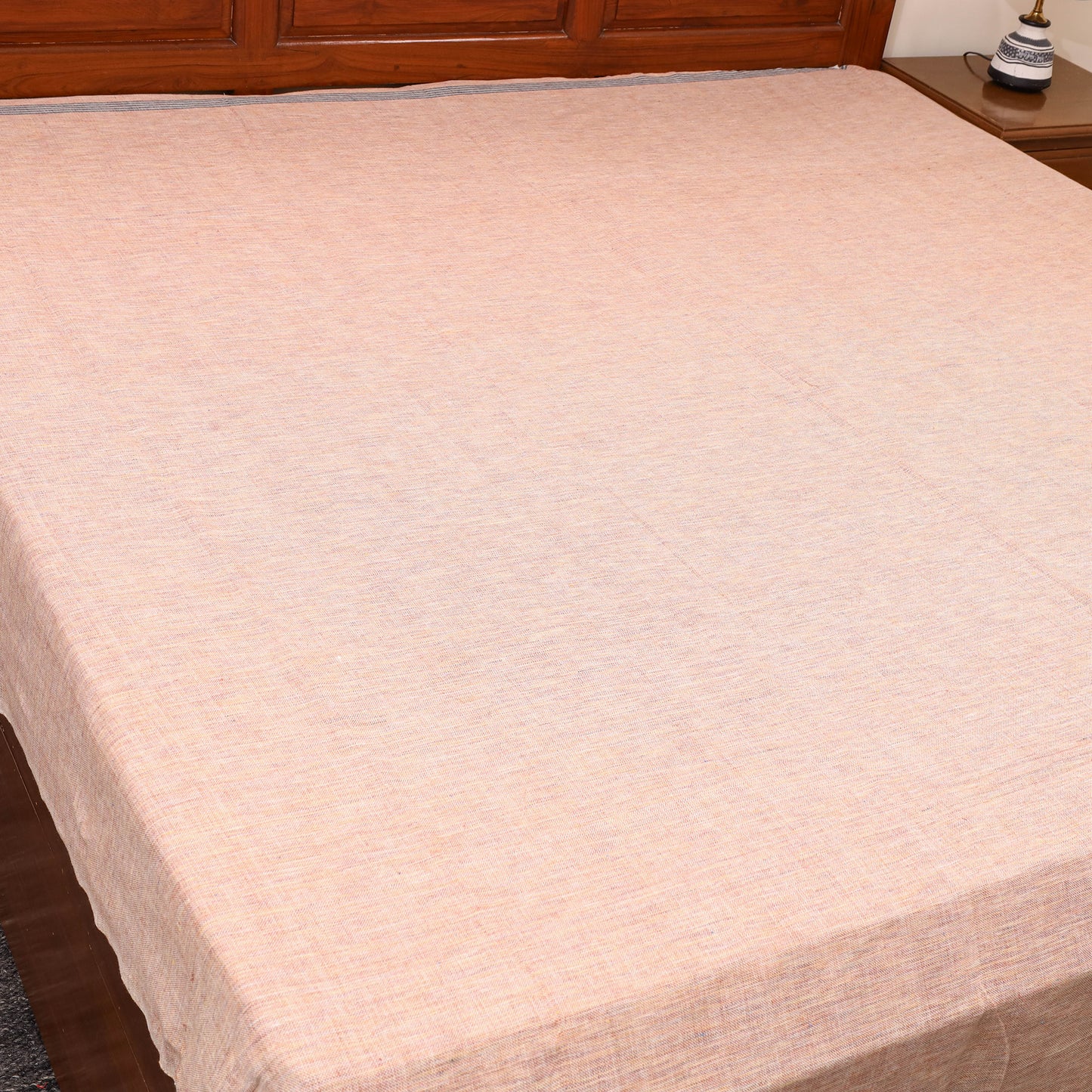 Peach - Plain Cotton Double Handloom Bed Cover (98 x 90 in) 43