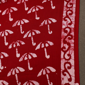 Red Cotton Hand Batik Print Fabric