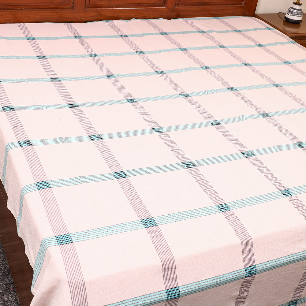 Peach - Plain Cotton Double Handloom Bed Cover (98 x 90 in) 44