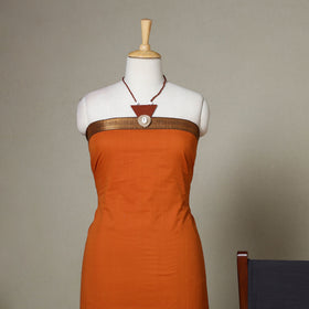 Orange - 3pc unstitched plain dress material with jewellery