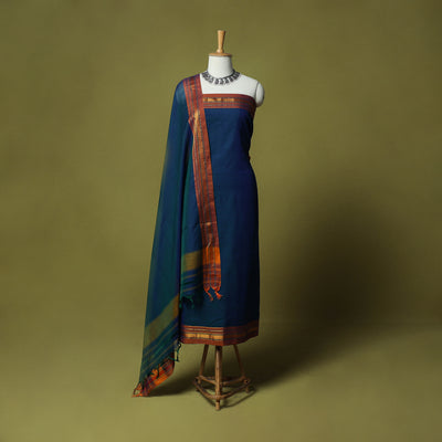 Dharwad Cotton 3pc Unstitched Dress Material Suit Set with Woven Zari Border 87