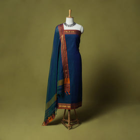 Dharwad Cotton 3pc Unstitched Dress Material Suit Set with Woven Zari Border 87