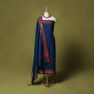 Dharwad Cotton 3pc Unstitched Dress Material Suit Set with Woven Zari Border 88