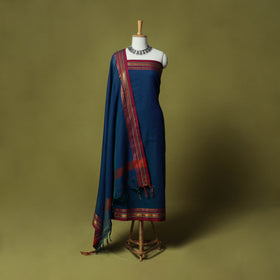 Dharwad Cotton 3pc Unstitched Dress Material Suit Set with Woven Zari Border 88