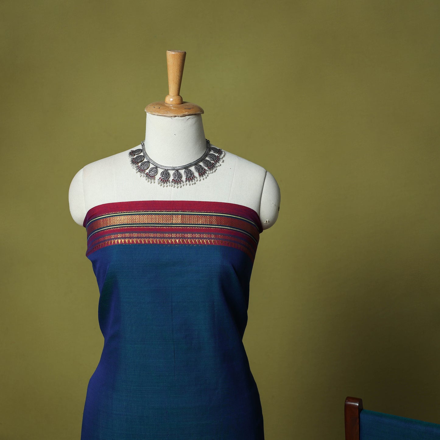 Dharwad Cotton 3pc Unstitched Dress Material Suit Set with Woven Zari Border 88