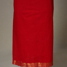 Red - 3pc unstitched plain dress material with jewellery