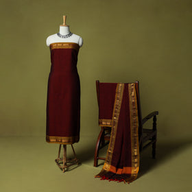 Dharwad Cotton 3pc Unstitched Dress Material Suit Set with Woven Zari Border 89
