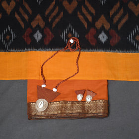 Orange - 3pc unstitched plain dress material with jewellery