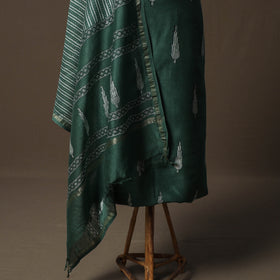 Akola Hand Block Print Chanderi Silk 2pc Unstitched Dress Material Kurta Set 14