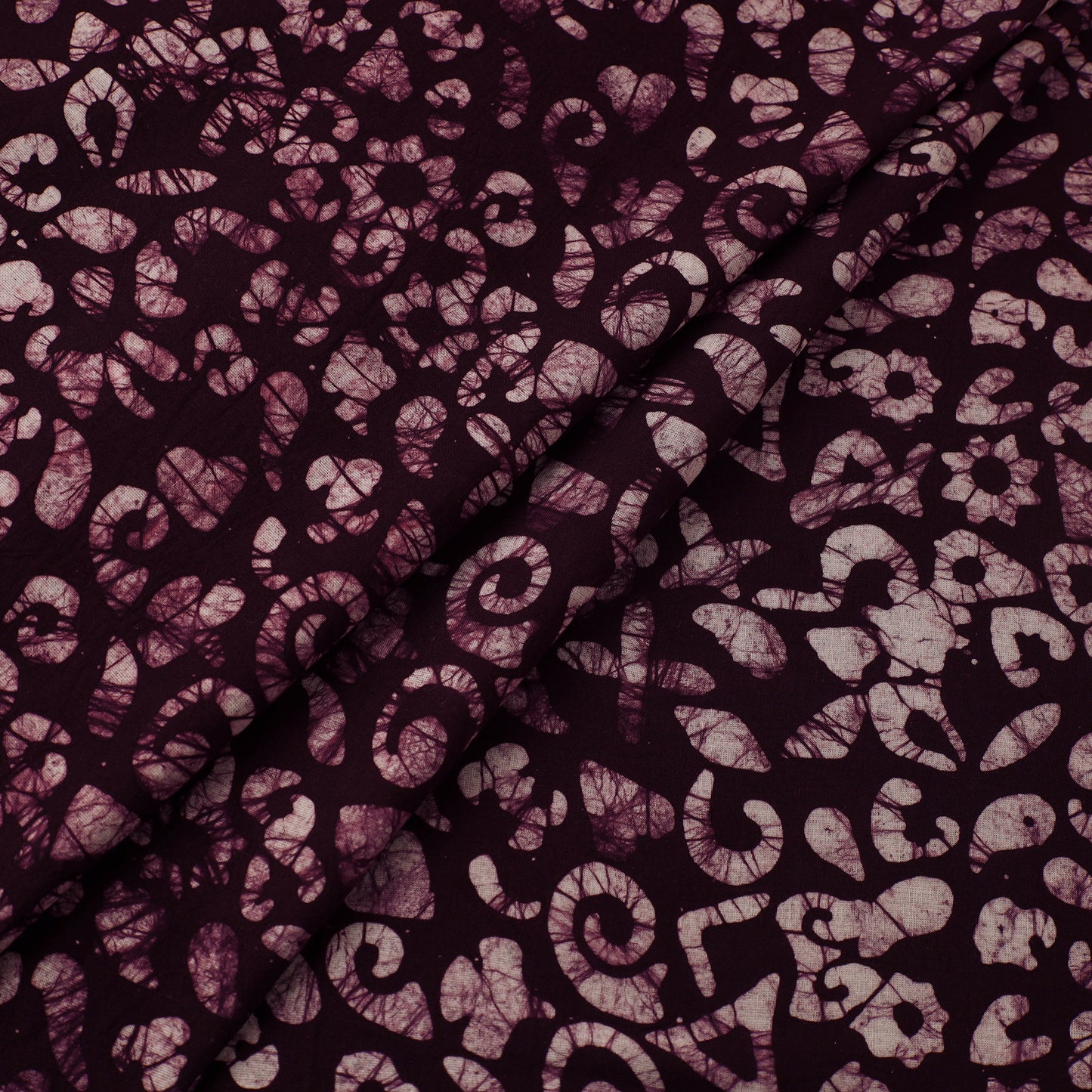 Maroon Cotton Hand Batik Print Fabric
