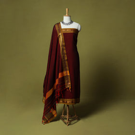 Dharwad Cotton 3pc Unstitched Dress Material Suit Set with Woven Zari Border 89