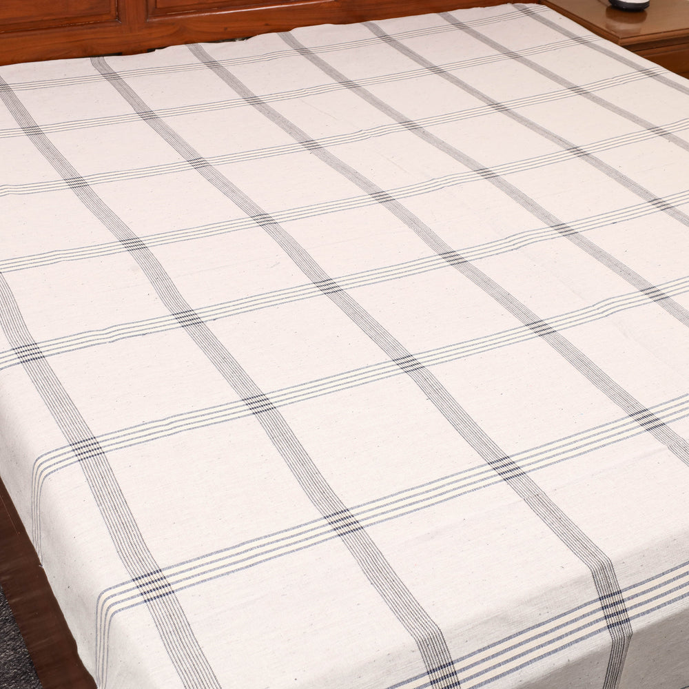 White - Plain Cotton Double Handloom Bed Cover (98 x 90 in) 47