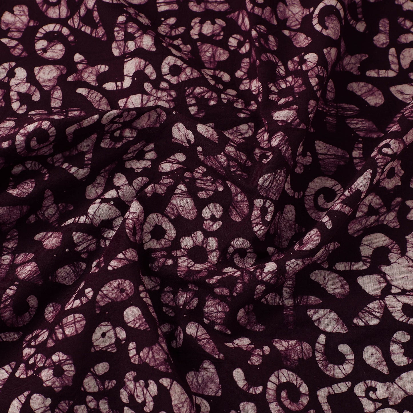 Maroon Cotton Hand Batik Print Fabric