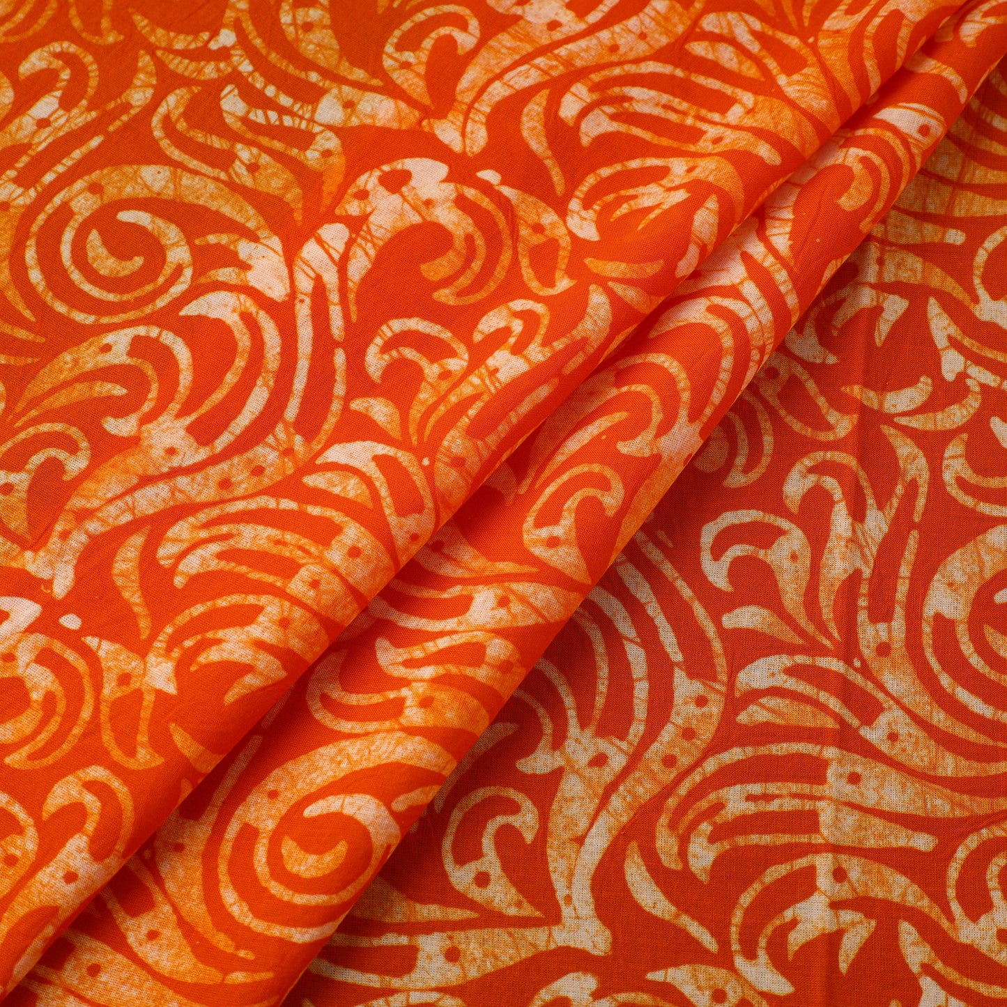 Orange Cotton Hand Batik Print Fabric