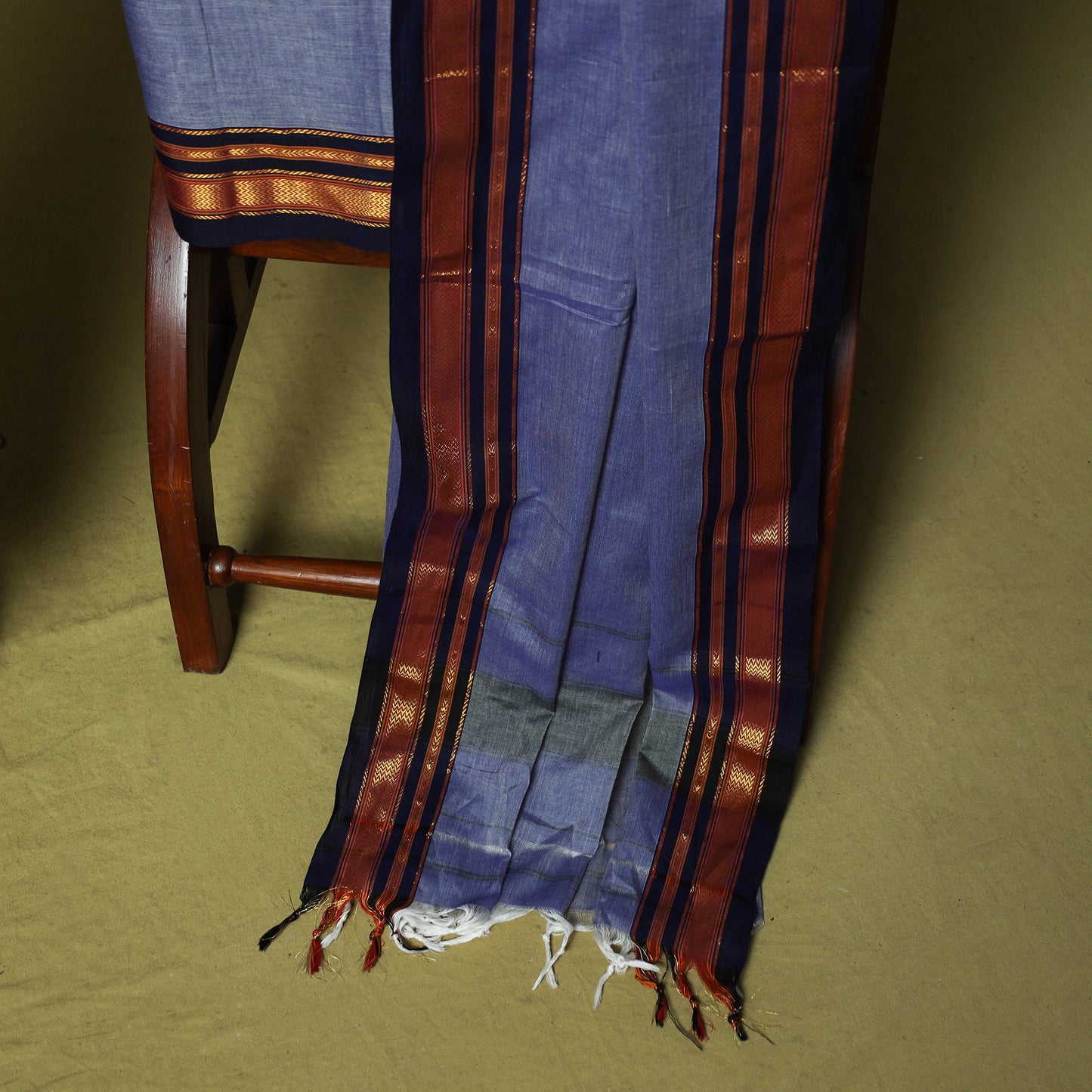 Dharwad Cotton 3pc Unstitched Dress Material Suit Set with Woven Zari Border 90
