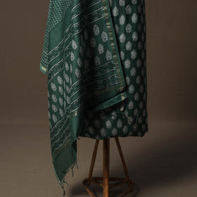 Akola Hand Block Print Chanderi Silk 2pc Unstitched Dress Material Kurta Set 16