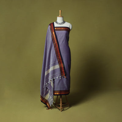 Dharwad Cotton 3pc Unstitched Dress Material Suit Set with Woven Zari Border 91